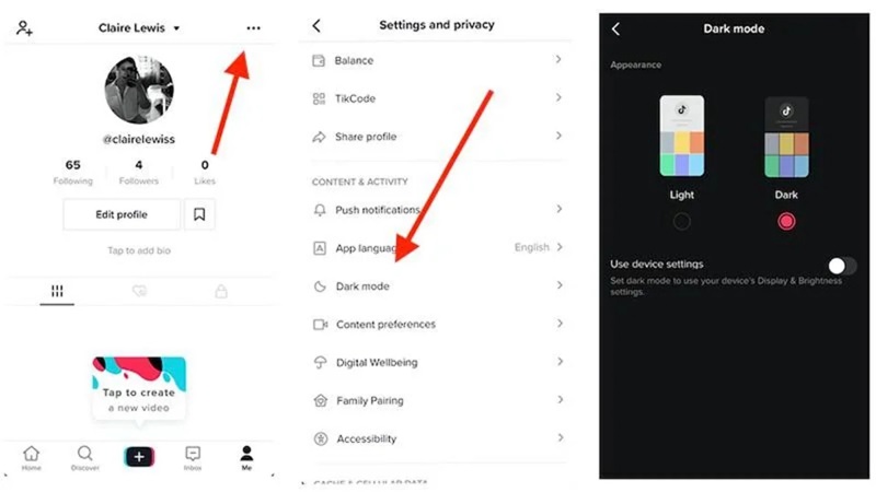 How to set TikTok to Dark Mode on mobile