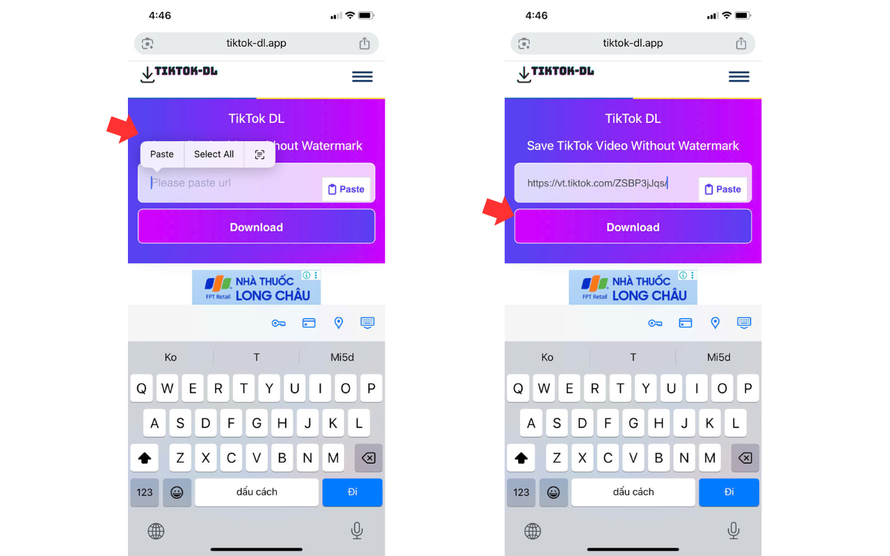 Tempel tautan ke TikTok DL